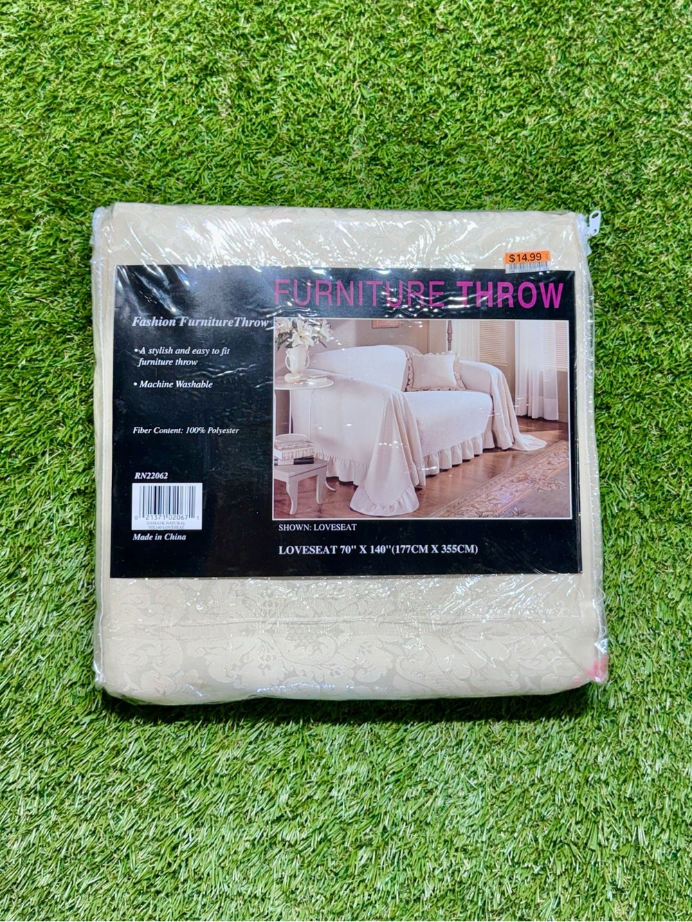 Loveseat Damask Natural Furniture Throw Blanket 70 x 140 Beige Cream Polyester